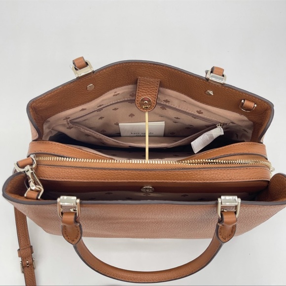 Kate Spade Medium Triple Compartment Satchel Bag Leather Brown - Picture 8 of 12